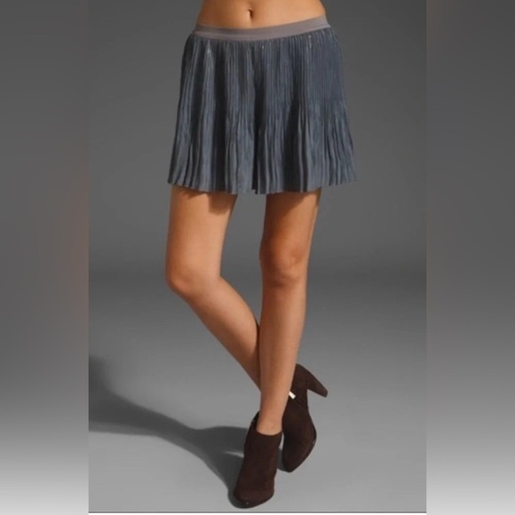 Free People Pants - NWT Free People Crinkle‎ Pleat Flowy Whimsigoth Foil Skort Skirt Gunmetal Gray,S